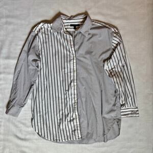 Banana Republic Oversized Cotton Striped Button Up Shirt Size Medium Pre-Loved